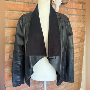 Express Black Draped faux Leather Jacket